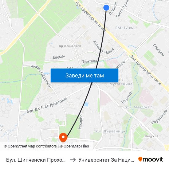 Бул. Шипченски Проход / Shipchenski Prohod Blvd. (0403) to Университет За Национално И Световно Стопанство map