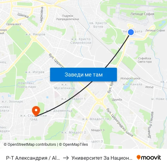 Р-Т Александрия / Alexandria Restaurant (1462) to Университет За Национално И Световно Стопанство map