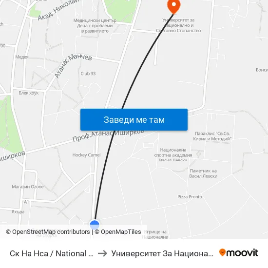 Ск На Нса / National Sports Academy (1606) to Университет За Национално И Световно Стопанство map