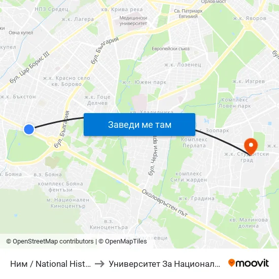 🎨 Ним / National History Museum (1465) to Университет За Национално И Световно Стопанство map
