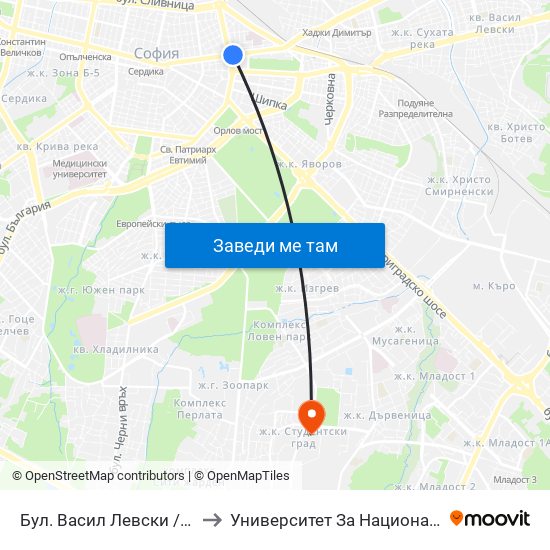 Бул. Васил Левски / Vasil Levski Blvd. (0298) to Университет За Национално И Световно Стопанство map