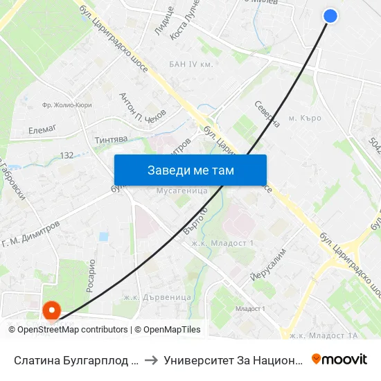 Слатина Булгарплод / Slatina Bulgarplod (1587) to Университет За Национално И Световно Стопанство map