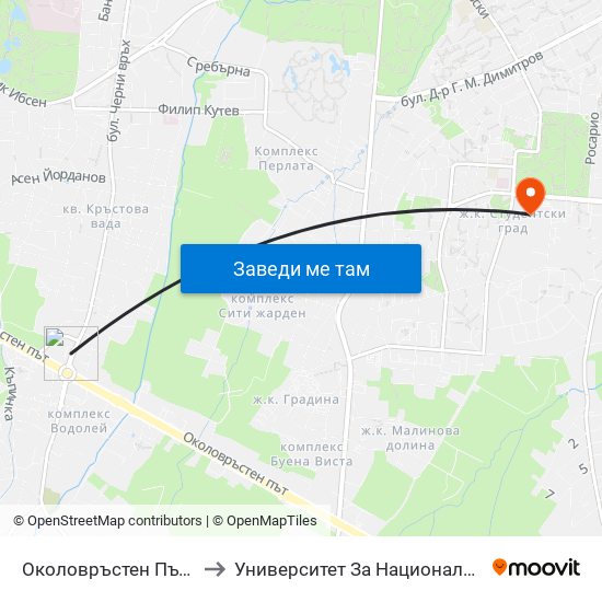 Околовръстен Път / Ring Road (1176) to Университет За Национално И Световно Стопанство map