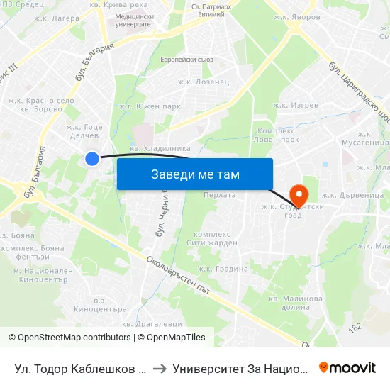 Ул. Тодор Каблешков / Todor Kableshkov St. (0598) to Университет За Национално И Световно Стопанство map