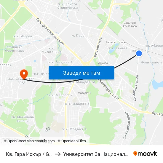 Кв. Гара Искър / Gara Iskar Qr. (0034) to Университет За Национално И Световно Стопанство map