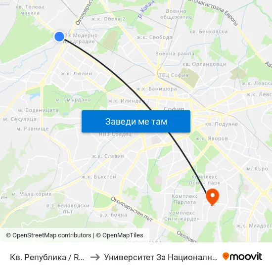 Кв. Република / Republika Qr. (0896) to Университет За Национално И Световно Стопанство map