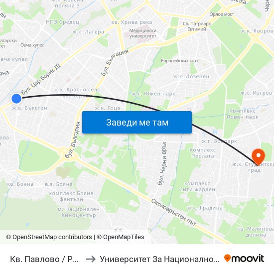 Кв. Павлово / Pavlovo Qr. (0888) to Университет За Национално И Световно Стопанство map