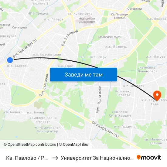 Кв. Павлово / Pavlovo Qr. (0889) to Университет За Национално И Световно Стопанство map