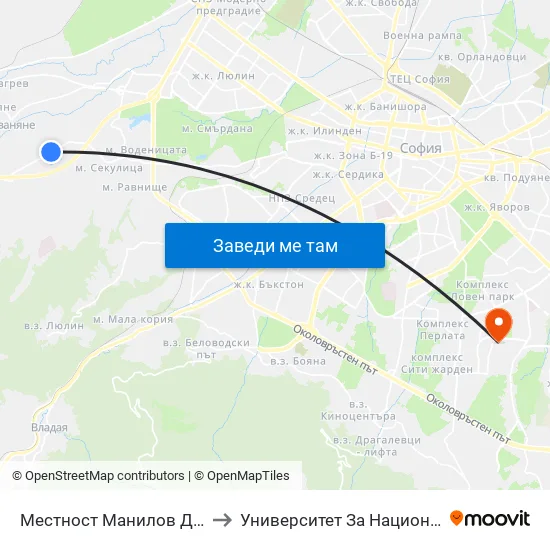 Местност Манилов Дол / Manilov Dol Area (0918) to Университет За Национално И Световно Стопанство map
