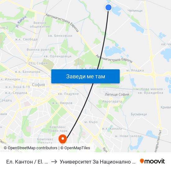 Ел. Кантон / El. Canton (0560) to Университет За Национално И Световно Стопанство map