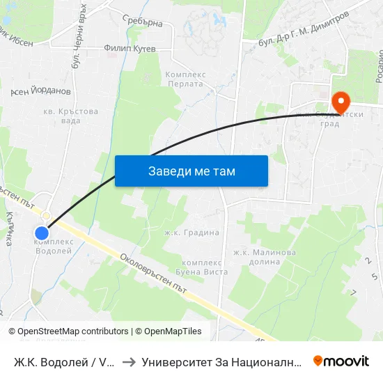Ж.К. Водолей / Vodoley Qr. (2597) to Университет За Национално И Световно Стопанство map