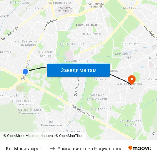 Кв. Манастирски Ливади (0868) to Университет За Национално И Световно Стопанство map