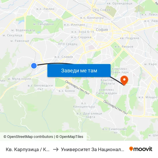 Кв. Карпузица / Karpuzitsa Qr. (0849) to Университет За Национално И Световно Стопанство map