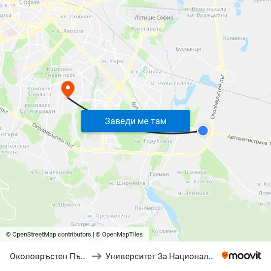Околовръстен Път / Ring Road (1184) to Университет За Национално И Световно Стопанство map