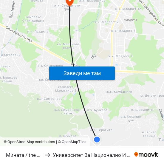 Мината / the Mine (1068) to Университет За Национално И Световно Стопанство map
