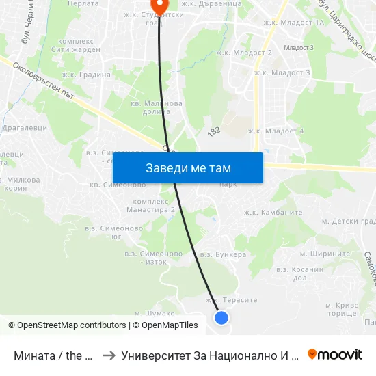 Мината / the Mine (1067) to Университет За Национално И Световно Стопанство map