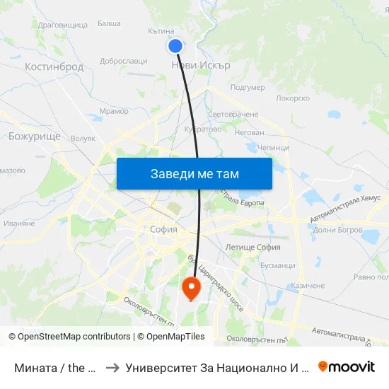 Мината / the Mine (1069) to Университет За Национално И Световно Стопанство map