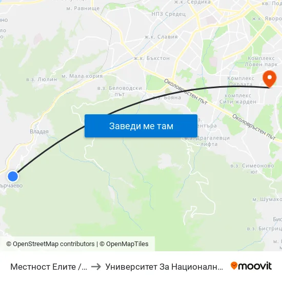 Местност Елите / Elite Area (0572) to Университет За Национално И Световно Стопанство map