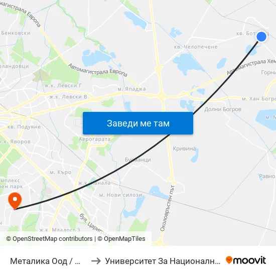 Металика Оод / Metalika Ltd. (1160) to Университет За Национално И Световно Стопанство map