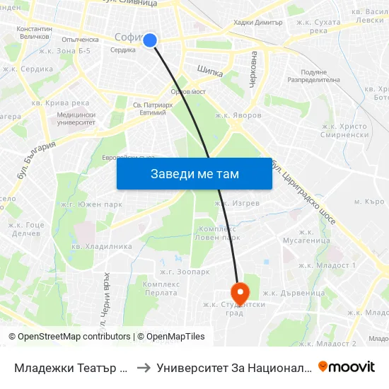 Младежки Театър / Youth Theatre (1074) to Университет За Национално И Световно Стопанство map