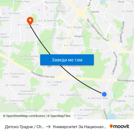 Детско Градче / Children’S Town (0535) to Университет За Национално И Световно Стопанство map