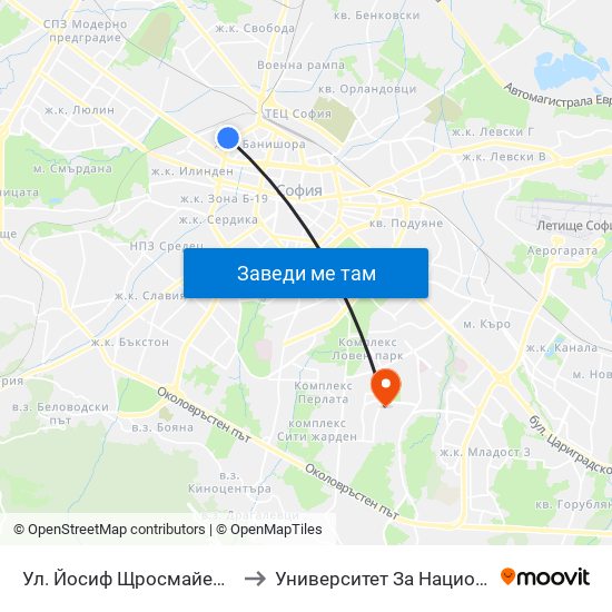 Ул. Йосиф Щросмайер / Josip Strossmeyer St. (1971) to Университет За Национално И Световно Стопанство map