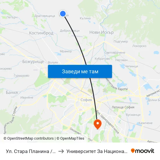 Ул. Стара Планина / Stara Planina St. (2186) to Университет За Национално И Световно Стопанство map