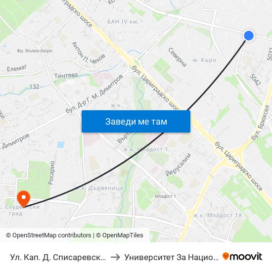 Ул. Кап. Д. Списаревски / Capt. S. Spisarevski St. (1980) to Университет За Национално И Световно Стопанство map