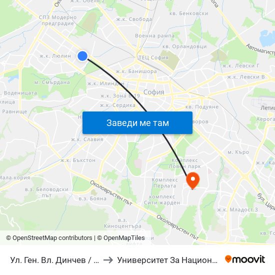 Ул. Ген. Вл. Динчев / Gen. Vl. Dinchev St. (1892) to Университет За Национално И Световно Стопанство map