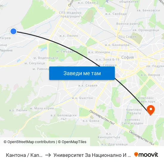 Кантона / Kantona (0789) to Университет За Национално И Световно Стопанство map