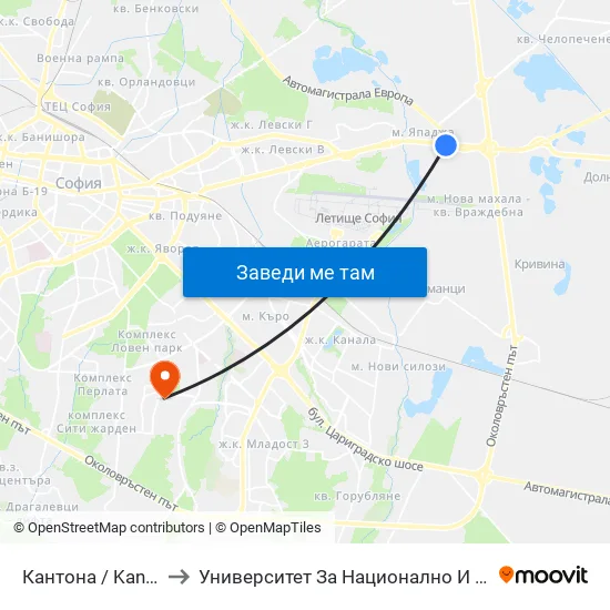 Кантона / Kantona (0788) to Университет За Национално И Световно Стопанство map