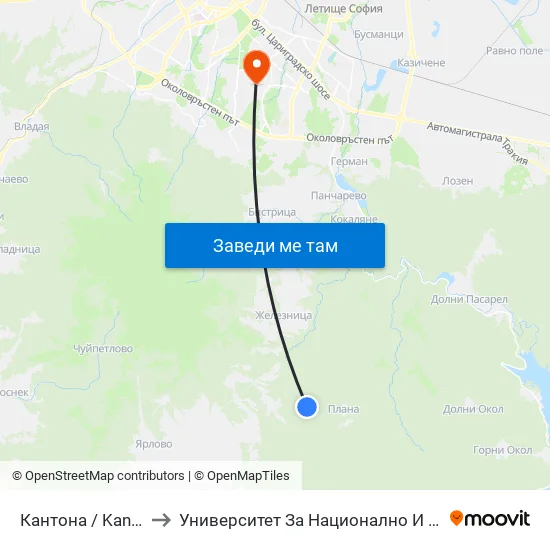 Кантона / Kantona (0791) to Университет За Национално И Световно Стопанство map