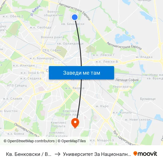 Кв. Бенковски / Benkovski Qr. (0806) to Университет За Национално И Световно Стопанство map