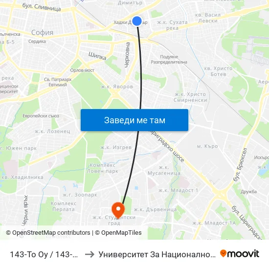 143-То Оу / 143-Th School (2396) to Университет За Национално И Световно Стопанство map