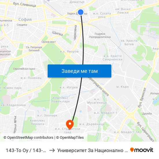 143-То Оу / 143-Th School (166) to Университет За Национално И Световно Стопанство map