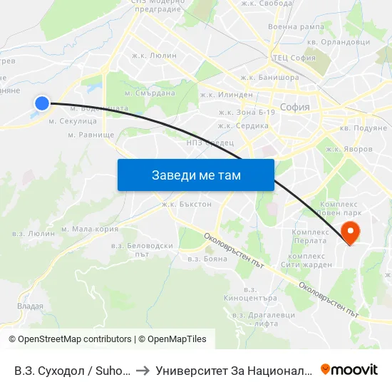 В.З. Суходол / Suhodol Villa Zone (0433) to Университет За Национално И Световно Стопанство map