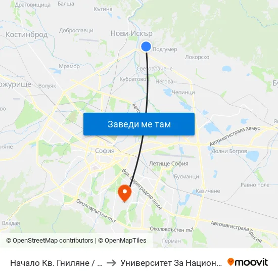 Начало Кв. Гниляне / Entry To Gnilyane Qr. (1124) to Университет За Национално И Световно Стопанство map
