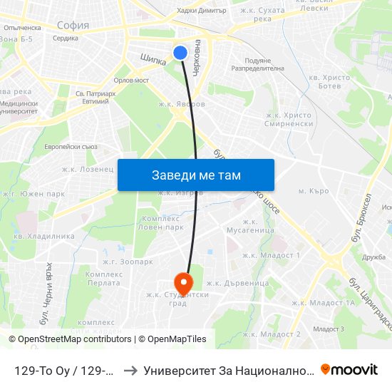 129-То Оу / 129-Th School (2271) to Университет За Национално И Световно Стопанство map