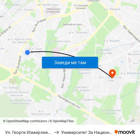Ул. Георги Измирлиев / Georgi Izmirliev St. (6279) to Университет За Национално И Световно Стопанство map