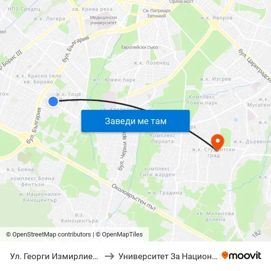 Ул. Георги Измирлиев / Georgi Izmirliev St. (6279) to Университет За Национално И Световно Стопанство map