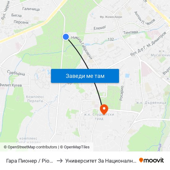 Гара Пионер / Pioneer Station (0465) to Университет За Национално И Световно Стопанство map