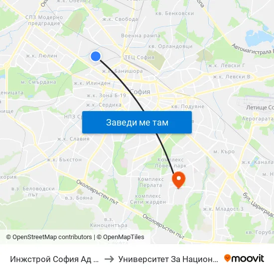 Инжстрой София Ад / Inzhstroy Sofia Jsc (0756) to Университет За Национално И Световно Стопанство map