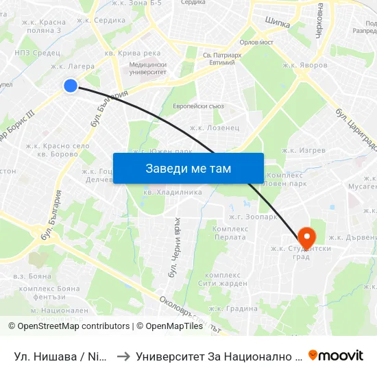 Ул. Нишава / Nishava St. (2109) to Университет За Национално И Световно Стопанство map