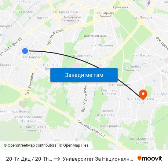 20-Ти Дкц / 20-Th Polyclinic (0017) to Университет За Национално И Световно Стопанство map