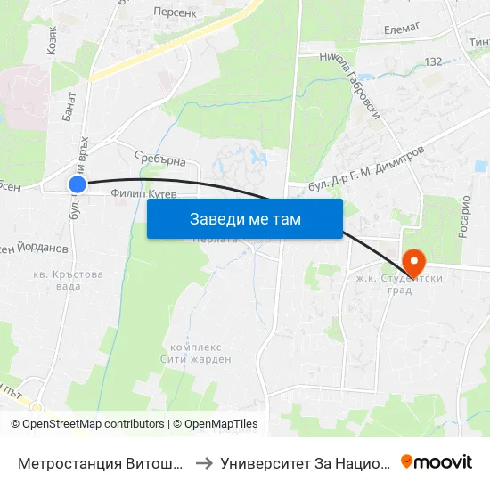 Ⓜ️ Метростанция Витоша / Vitosha Metro Station (2780) to Университет За Национално И Световно Стопанство map