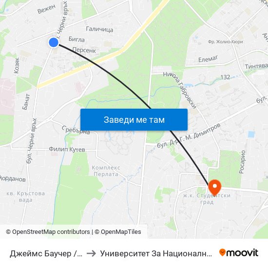 Джеймс Баучер / James Bourchier to Университет За Национално И Световно Стопанство map