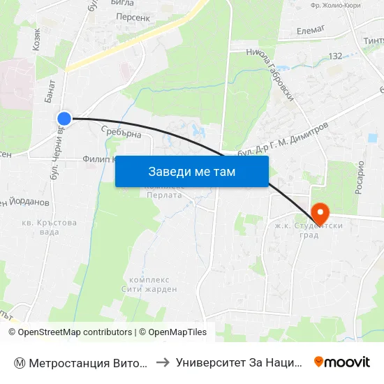 Ⓜ️ Метростанция Витоша / Vitosha Metro Station (0910) to Университет За Национално И Световно Стопанство map