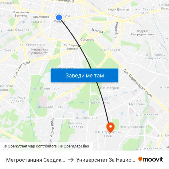 Ⓜ️ Метростанция Сердика / Serdika Metro Station (6459) to Университет За Национално И Световно Стопанство map
