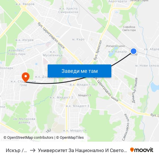 Искър / Iskar to Университет За Национално И Световно Стопанство map