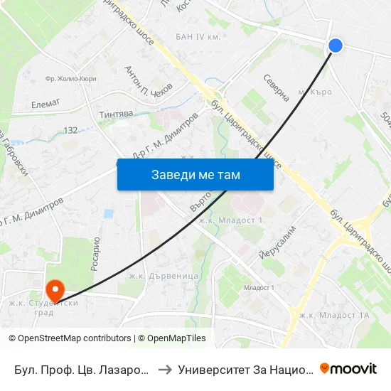 Бул. Проф. Цв. Лазаров / Prof. Tsv. Lazarov Blvd. (0370) to Университет За Национално И Световно Стопанство map